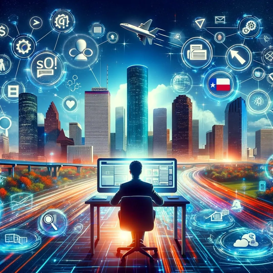 Houston SEO services and digital marketing skyline