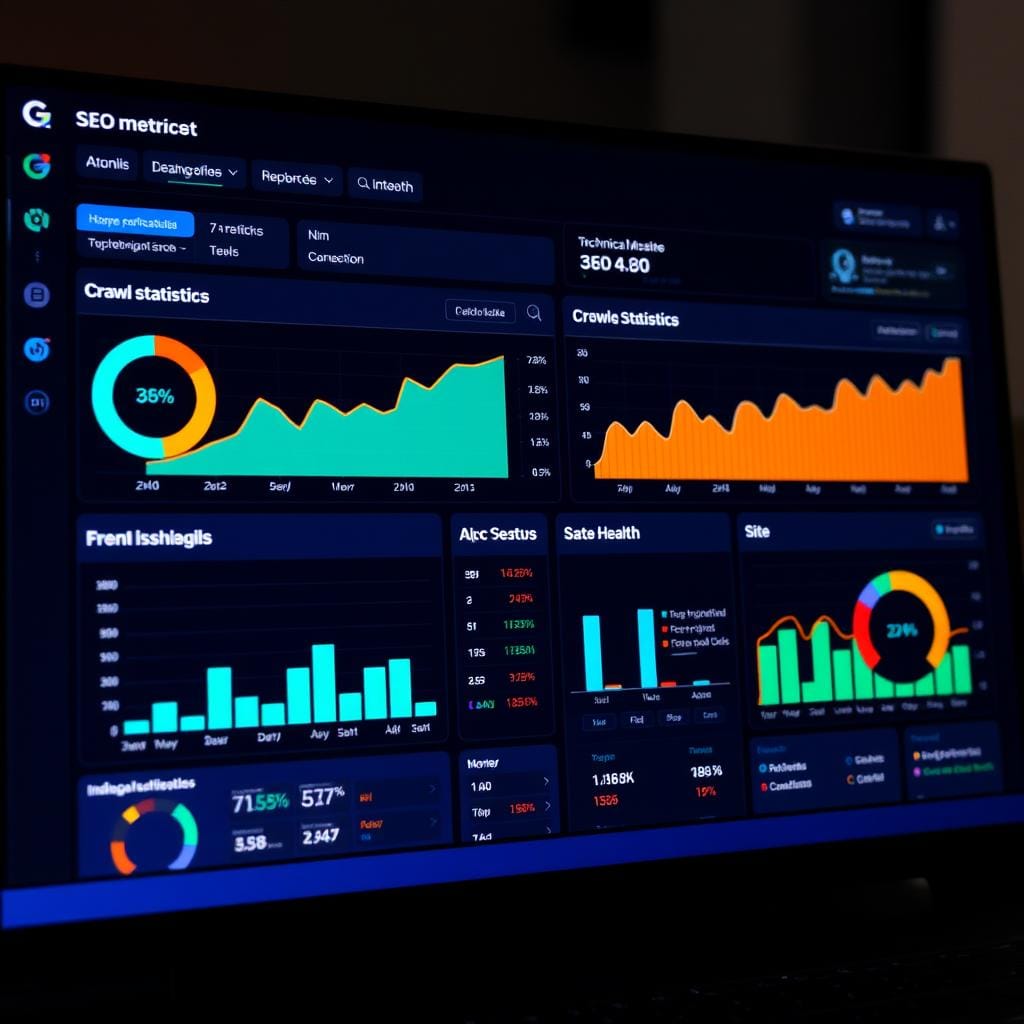 SEO analytics dashboard showing ranking and traffic growth