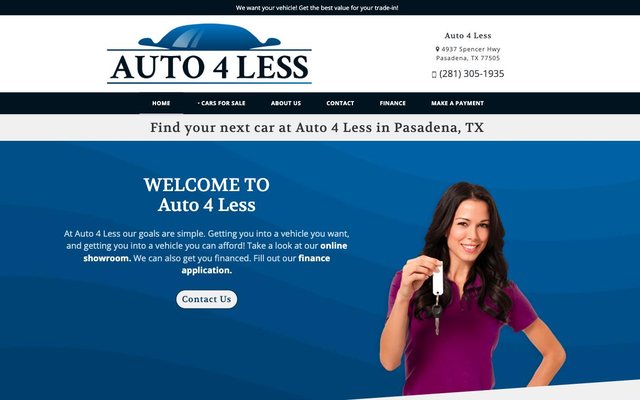 Auto 4 Less website — built and ranked by FPR Networks