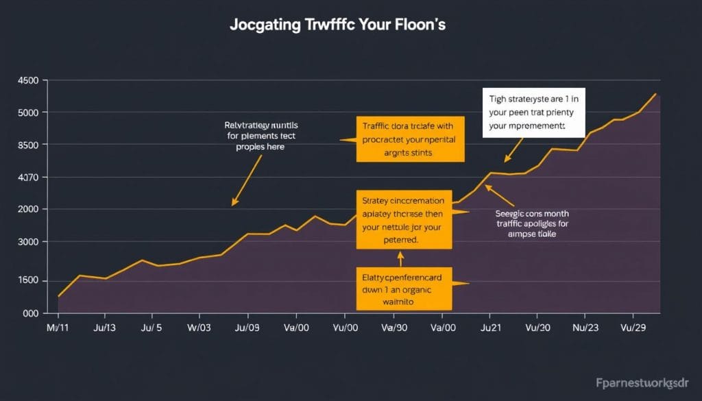 Graph showing organic traffic growth for FPRnetworks client Graph showing organic traffic growth for FPRnetworks client